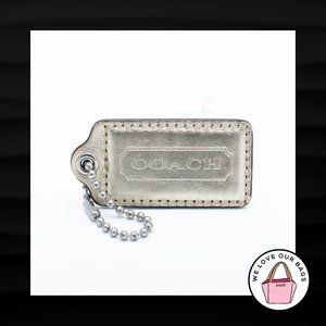 2.5" Large COACH GOLD METALLIC LEATHER KEY FOB BAG CHARM KEYCHAIN HANG TAG